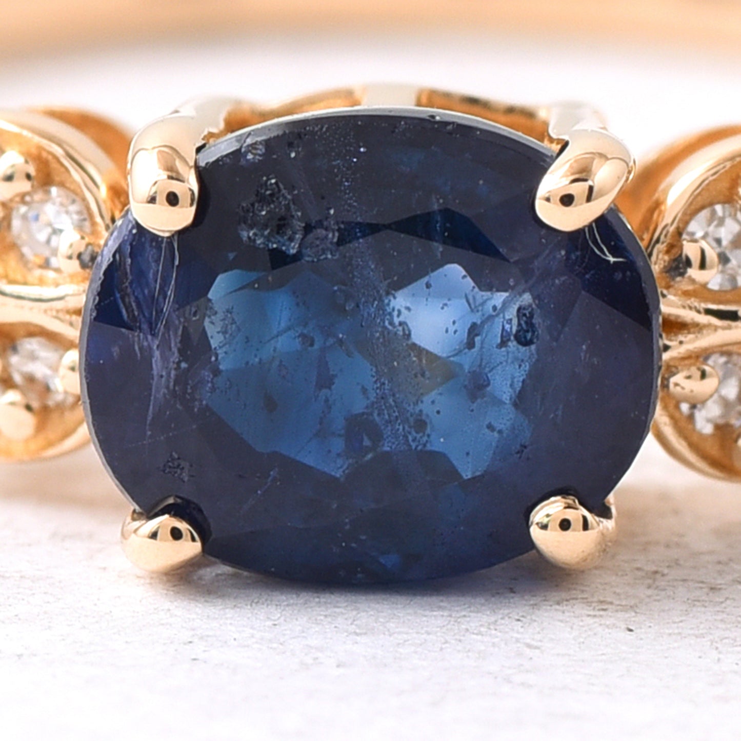 1.13 Ct Oval Mixed Cut Natural Sapphire 14K Gold Ring