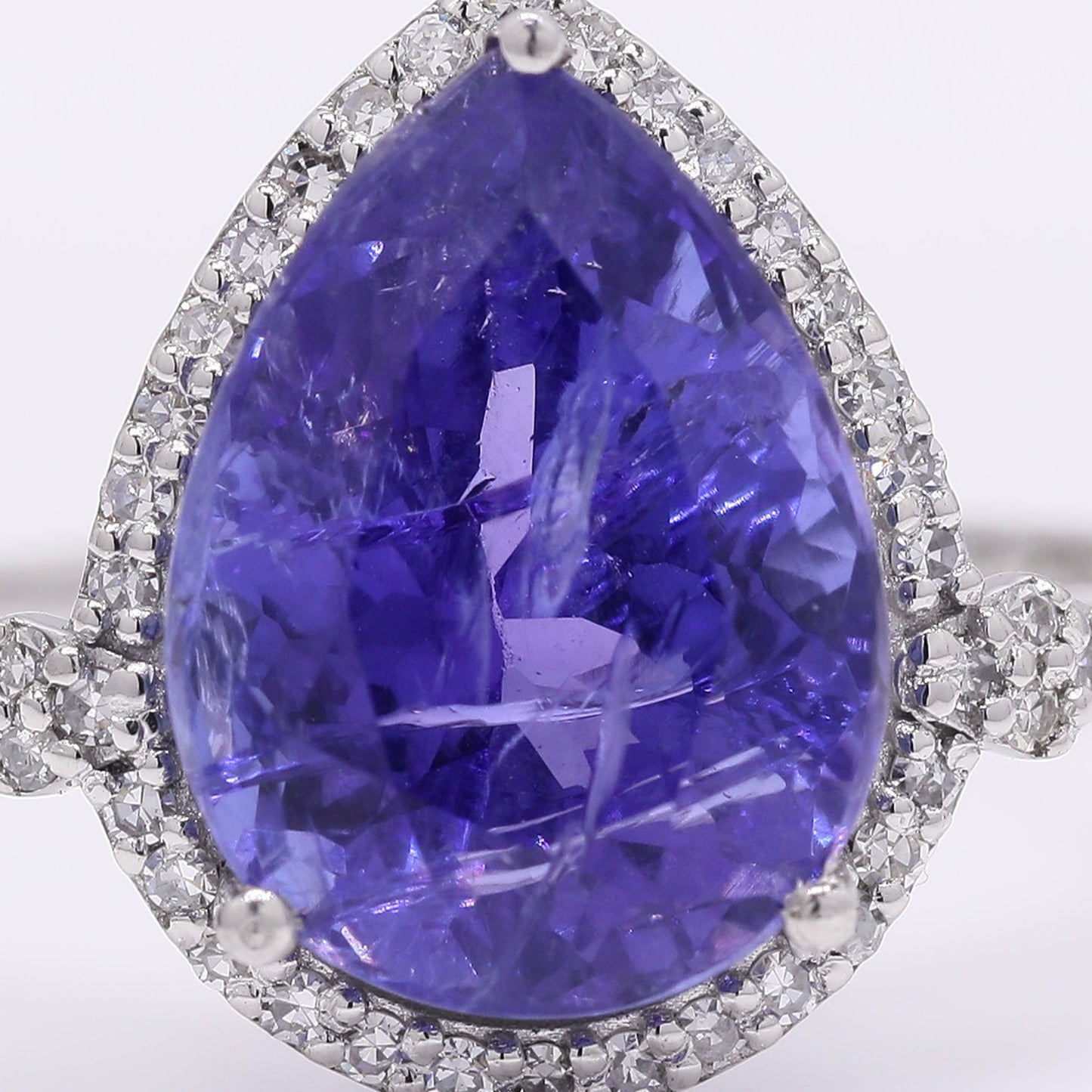 4.54 Ct Pear Mixed Cut Natural Tanzanite 950 Platinum Ring