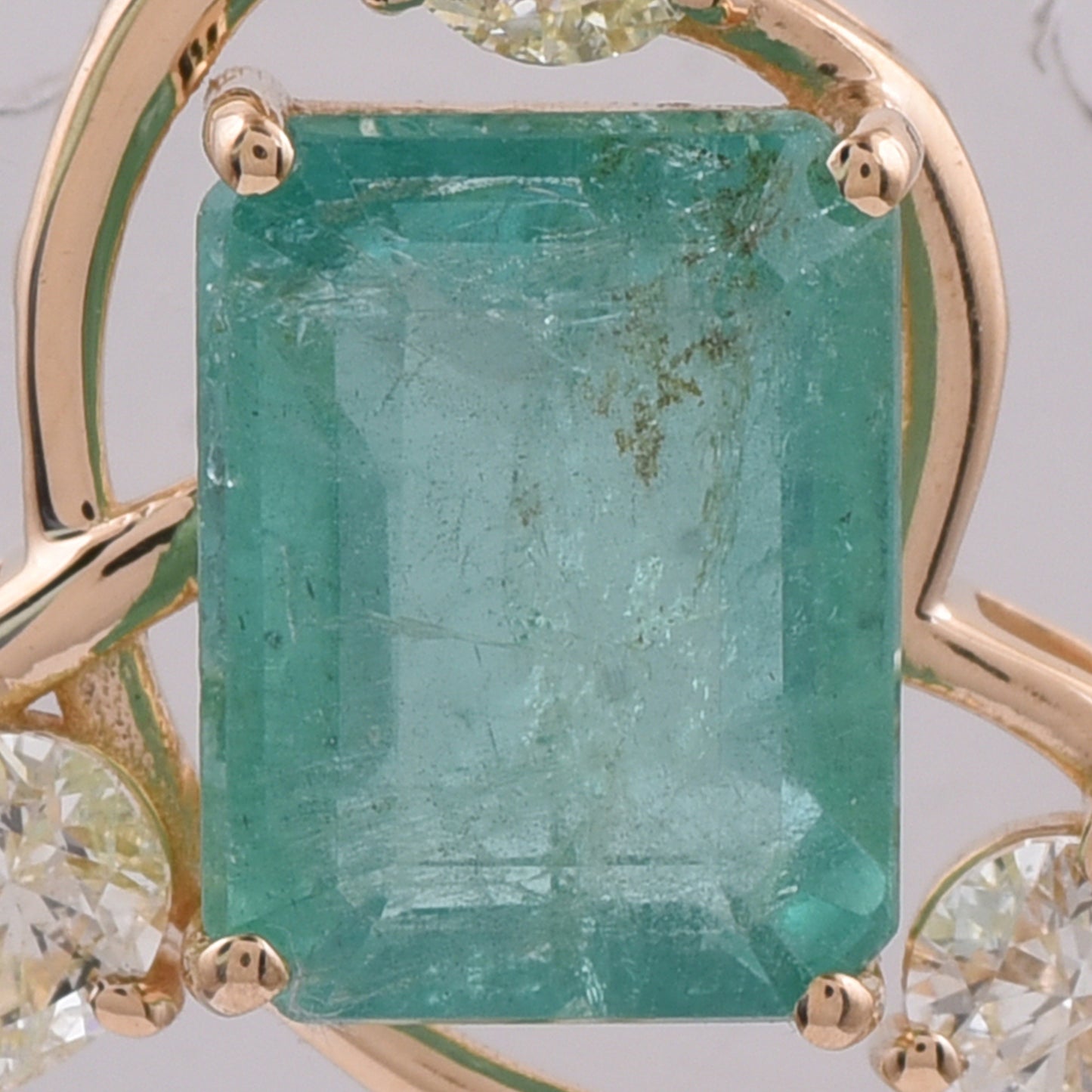 3.10 Ct Octagon Step Cut Natural Emerald 14K Gold Pendant