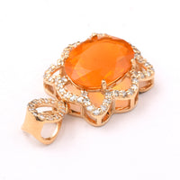 1.83 Ct Oval Mixed Cut Natural Fire Opal 14K Gold Pendant