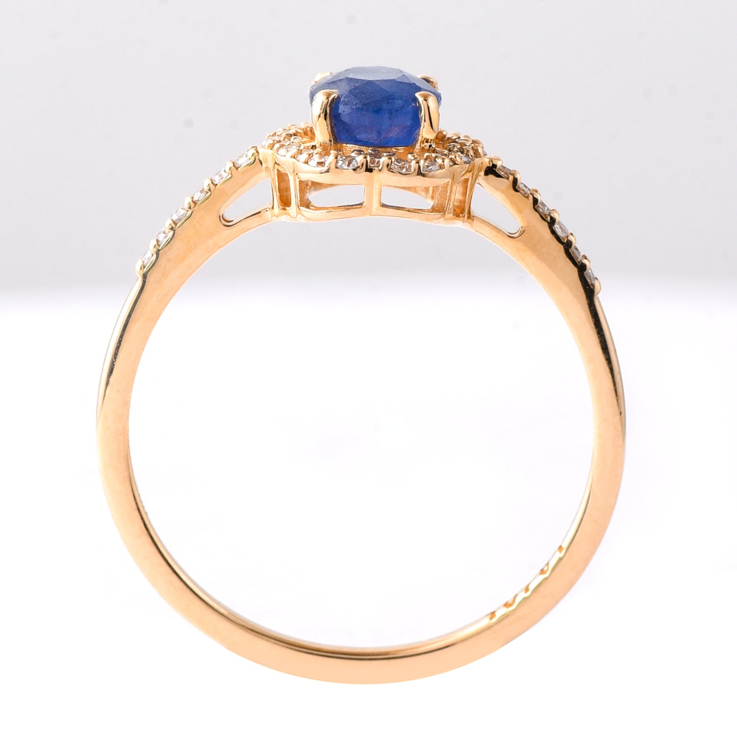 1.12 Ct Oval Mixed Cut Natural Sapphire 14K Gold Ring