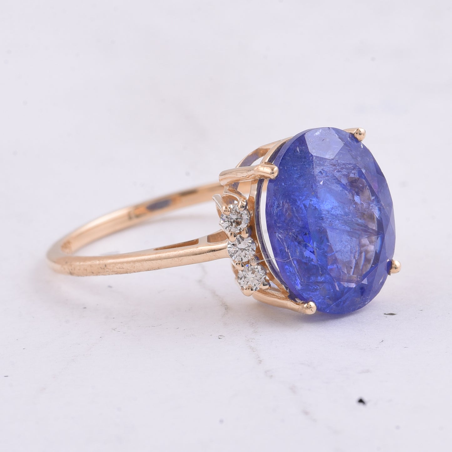 5.41 Ct Oval Natural Tanzanite 14K Gold Ring