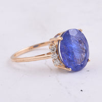 5.41 Ct Oval Natural Tanzanite 14K Gold Ring