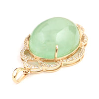 14.13 Ct Oval Cabochon Natural Beryl Emerald 14K Gold Pendant
