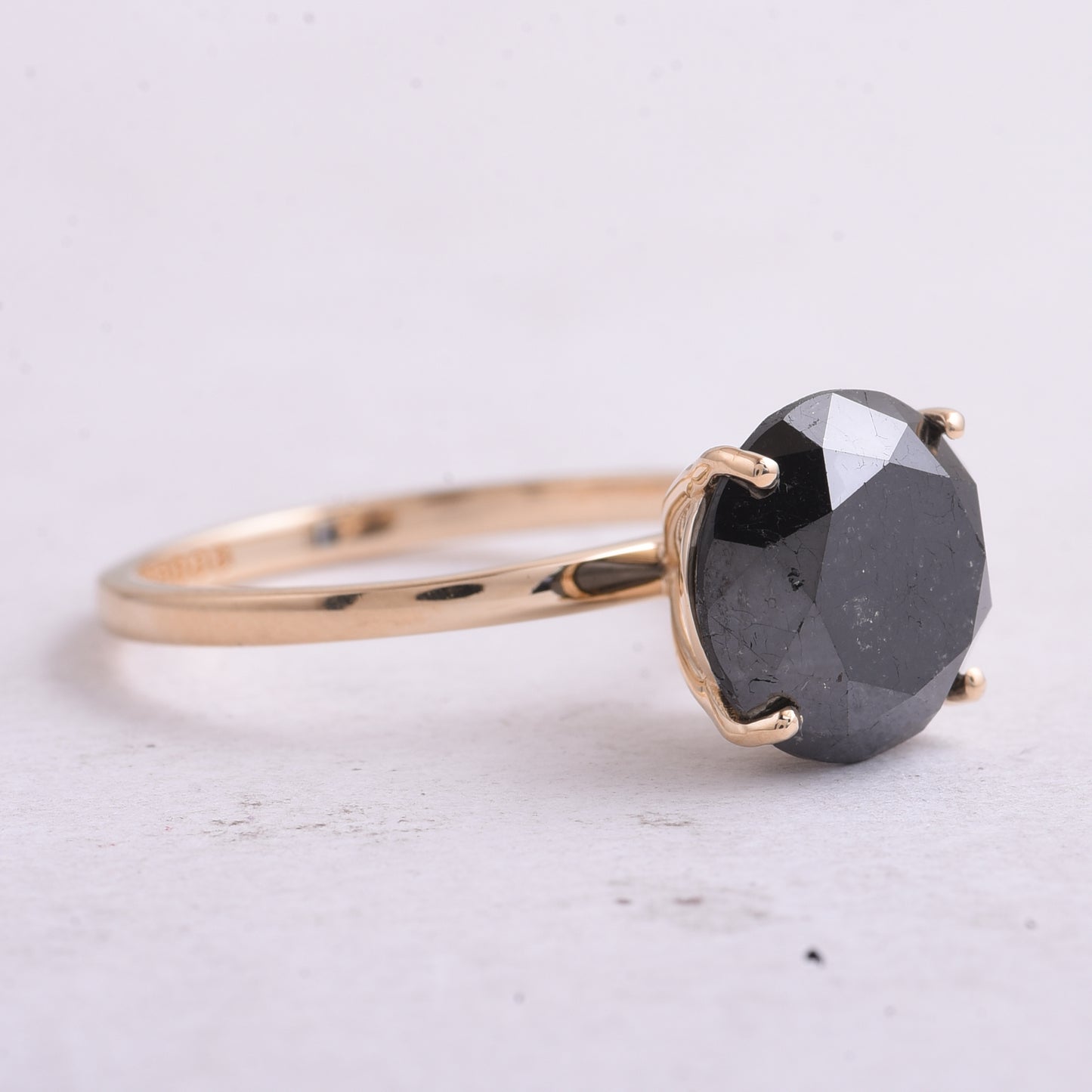 4.86 Ct Round Black Diamond 14K Gold Ring