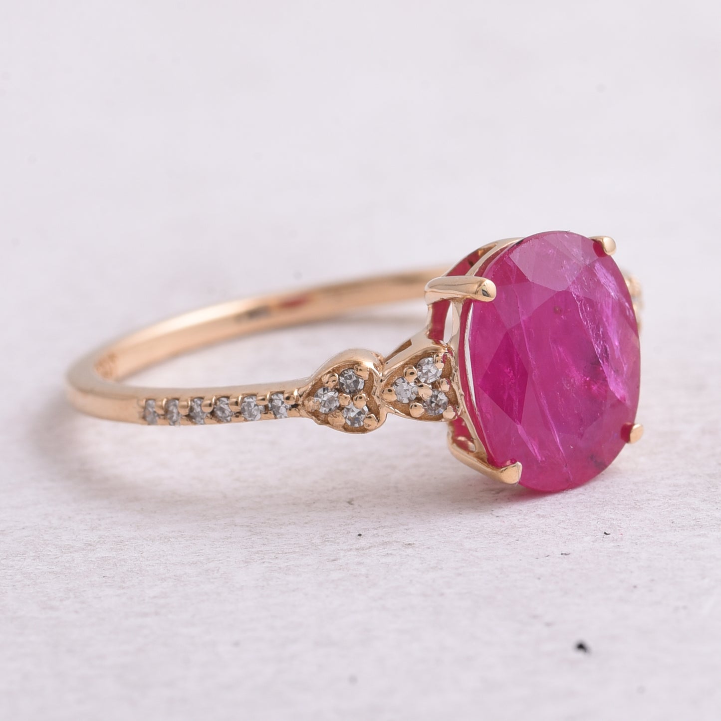 2.05 Ct Oval Mixed Cut Natural Ruby 14K Gold Ring