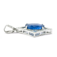 3.19 Ct Oval Mixed Cut Natural Sapphire 950 Platinum Pendant