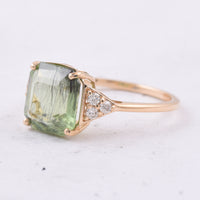 3.92 Ct Octagon Natural Peridot 14K Gold Ring
