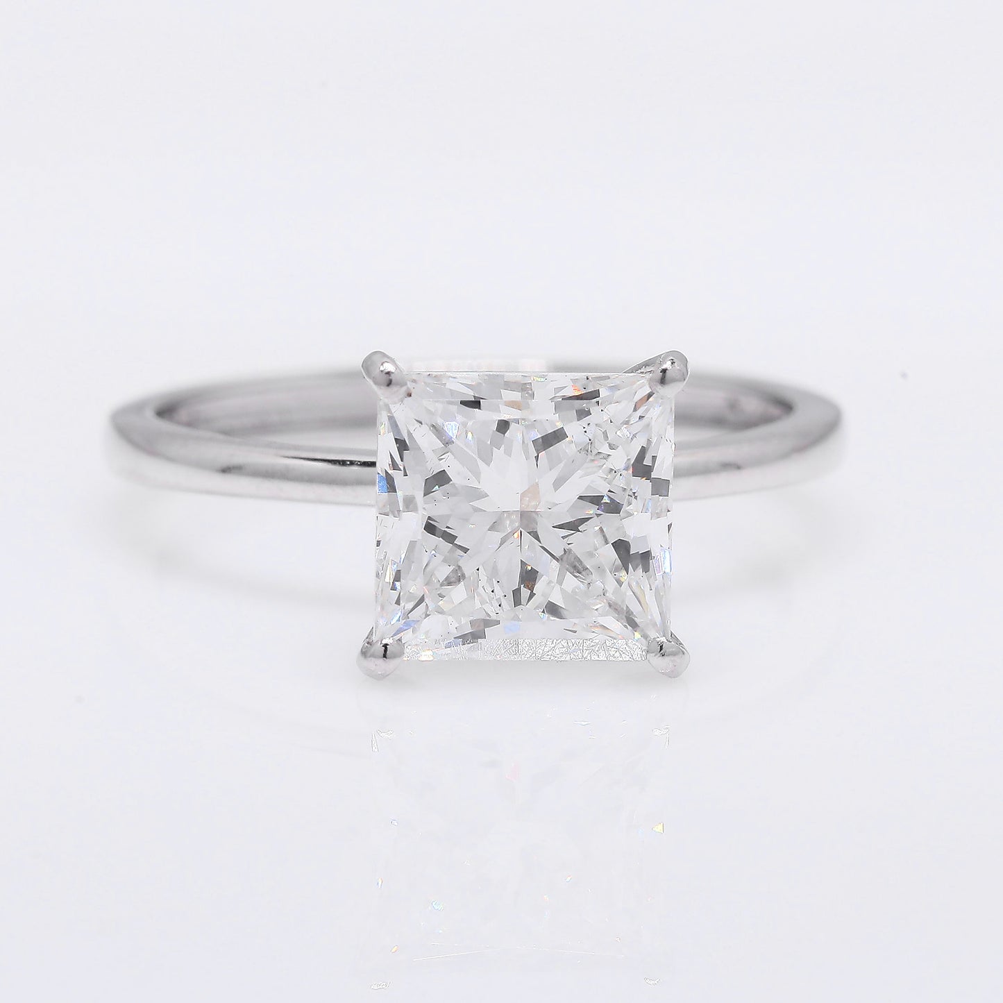 2.70 Ct Princess Cut Lab Grown Diamond 950 Platinum Ring