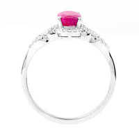 1.30 Ct Oval Mixed Cut Natural Ruby 950 Platinum Ring