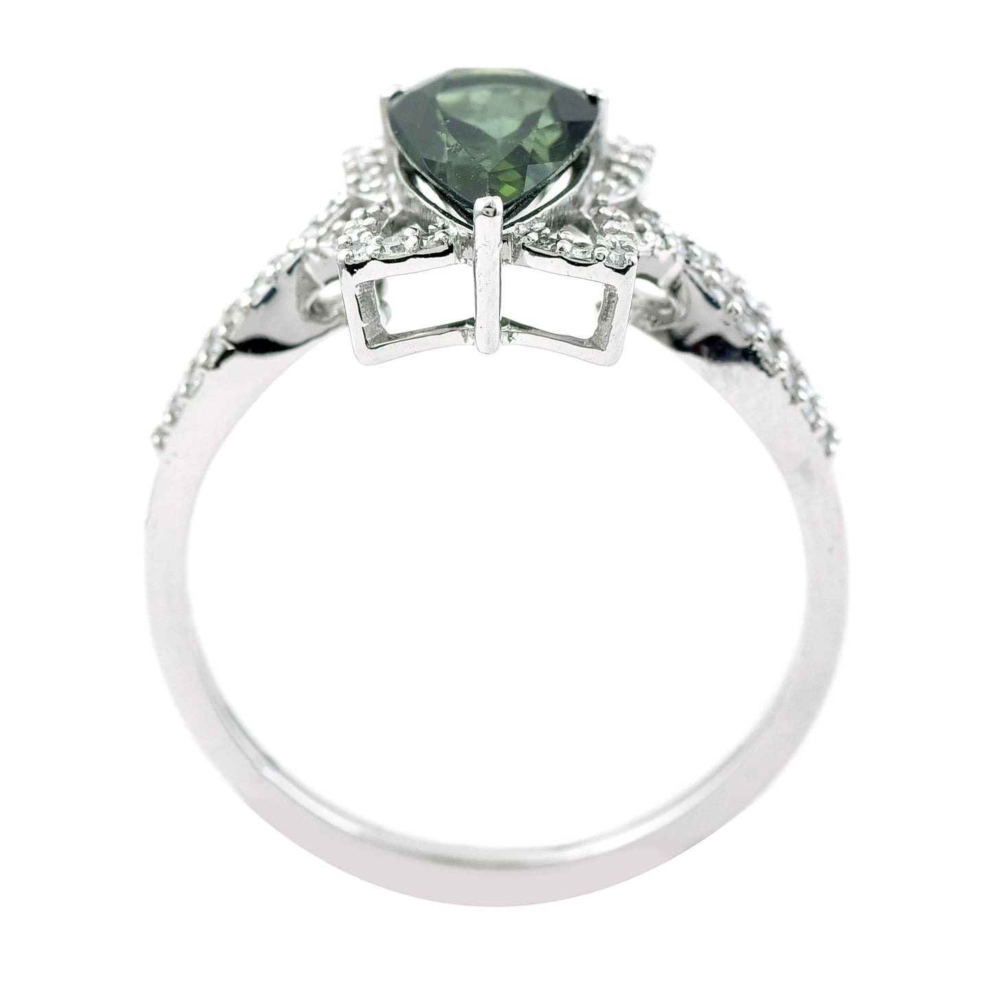 1.51 Ct Pear Mixed Cut Natural Green Tourmaline 950 Platinum Ring