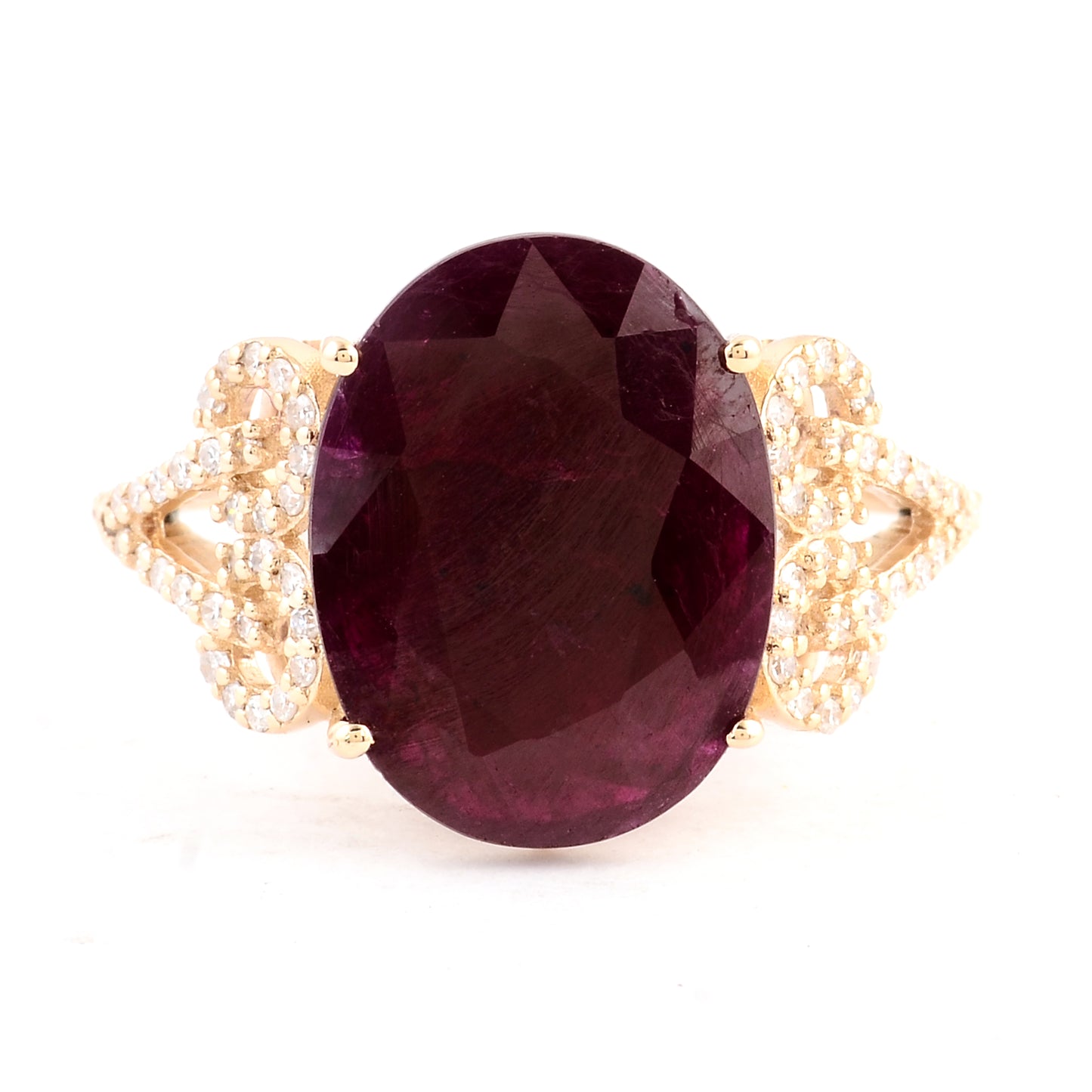 5.28 Ct Oval Mixed Cut Natural Corundum Ruby 14K Gold Ring
