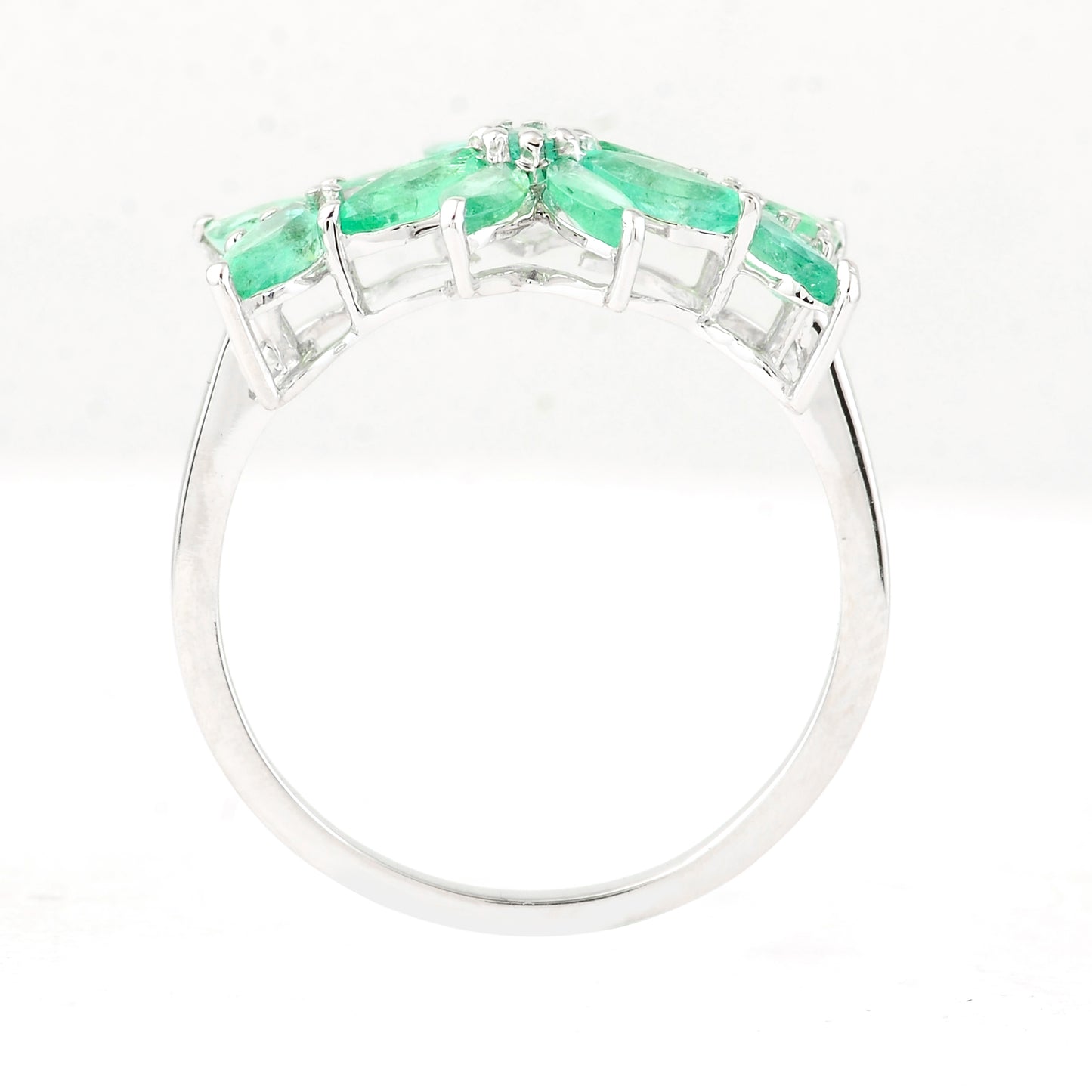 1.54 Ct Marquise Mixed Cut, Round Mixed Cut Natural Emerald 950 Platinum Ring