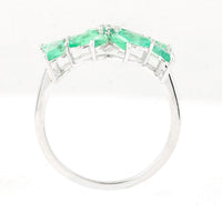 1.54 Ct Marquise Mixed Cut, Round Mixed Cut Natural Emerald 950 Platinum Ring