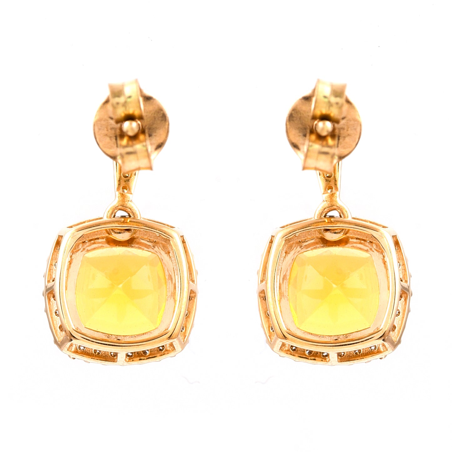 2.21 Ct Cushion Mixed Cut Natural Fire Opal 14K Gold Earrings