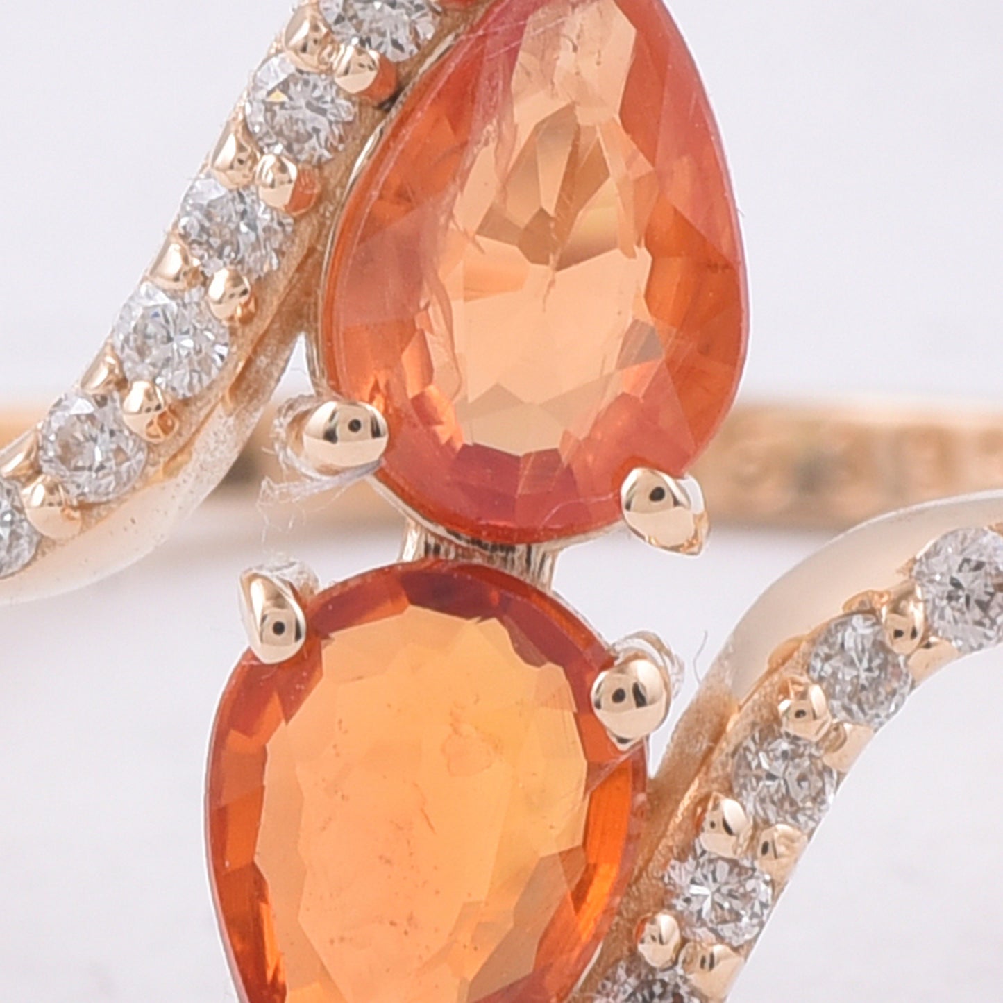 0.96 Ct Pear Natural Multi Coloured Sapphire 14K Gold Ring
