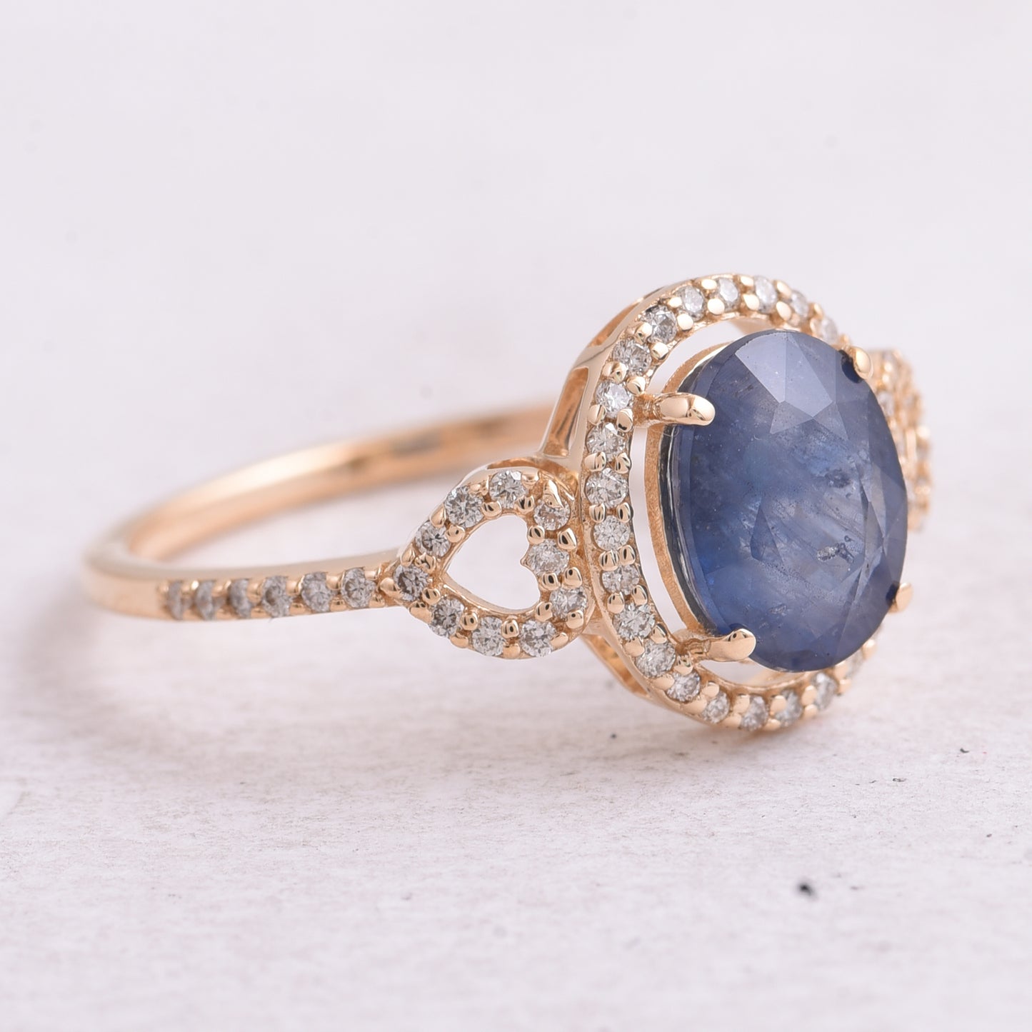 2.05 Ct Oval Mixed Cut Natural Sapphire 14K Gold Ring