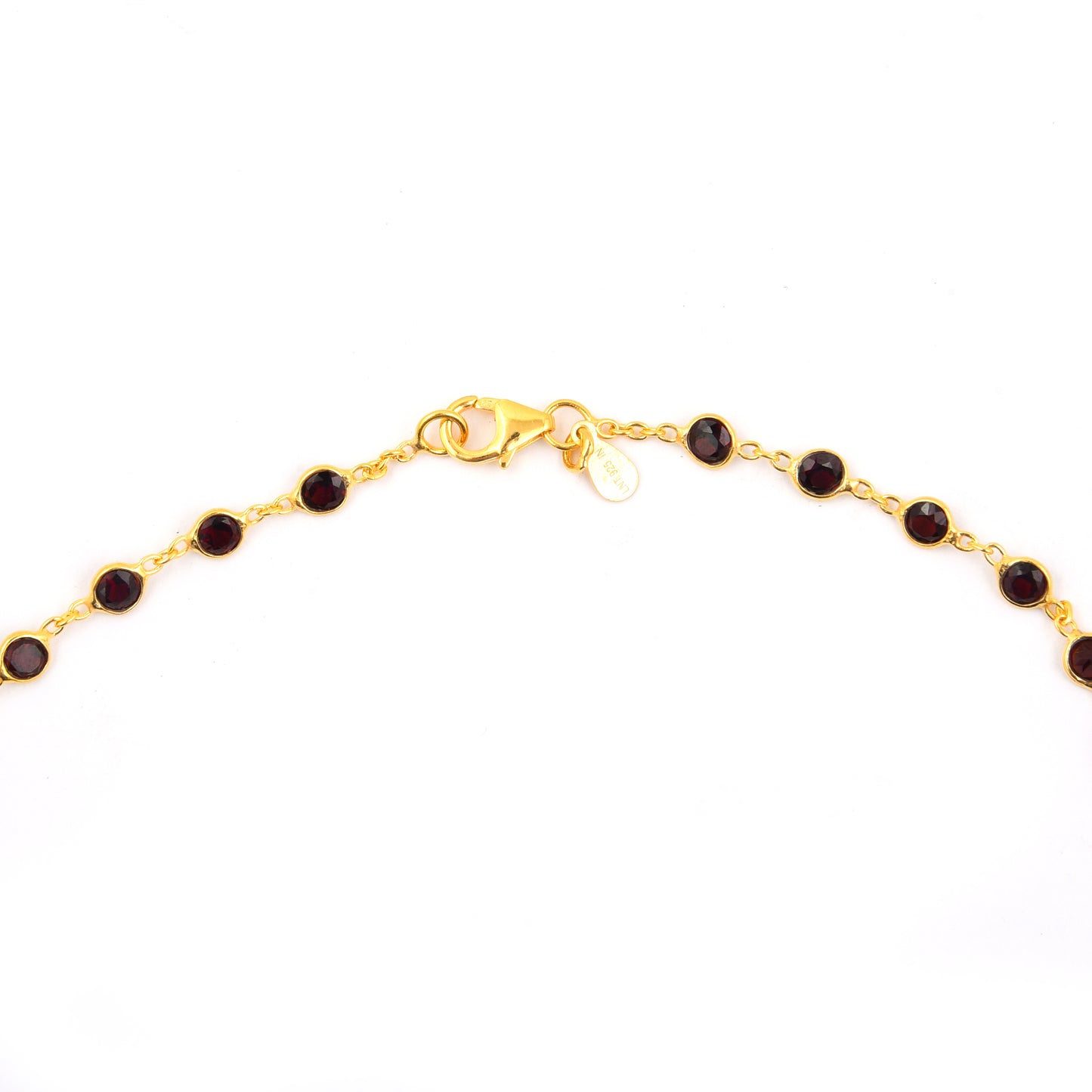 12.18 Ct Round Garnet 925 Silver Necklace