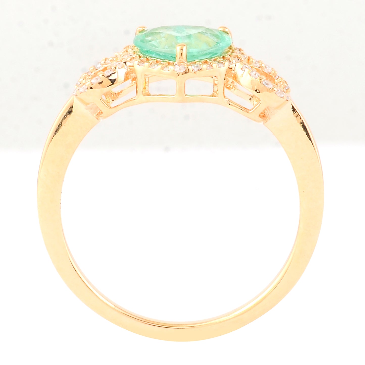 0.84 Ct Pear Mixed Cut Natural Emerald 14K Gold Ring