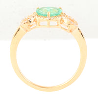 0.84 Ct Pear Mixed Cut Natural Emerald 14K Gold Ring