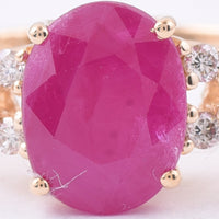 3.44 Ct Oval Natural Ruby 14K Gold Ring