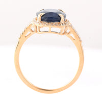 5.69 Ct Cushion Mixed Cut Natural Sapphire 14K Gold Ring