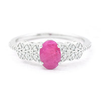 1.14 Ct Oval Mixed Cut Natural Ruby 950 Platinum Ring