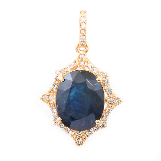 3.66 Ct Oval Natural Sapphire 14K Gold Pendant