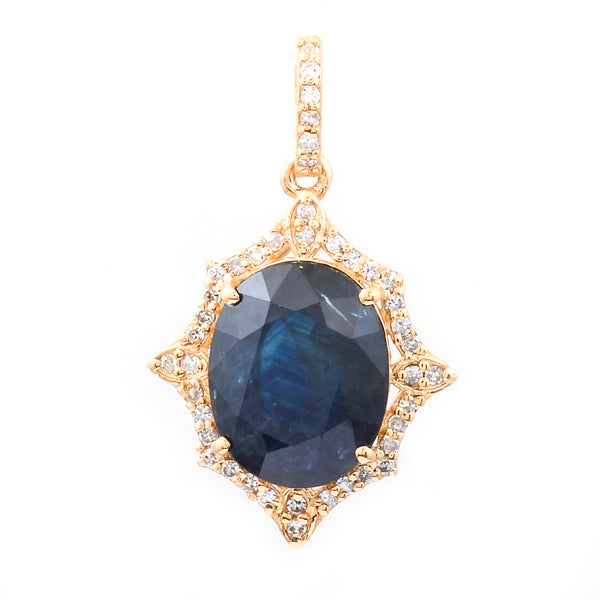 3.66 Ct Oval Natural Sapphire 14K Gold Pendant