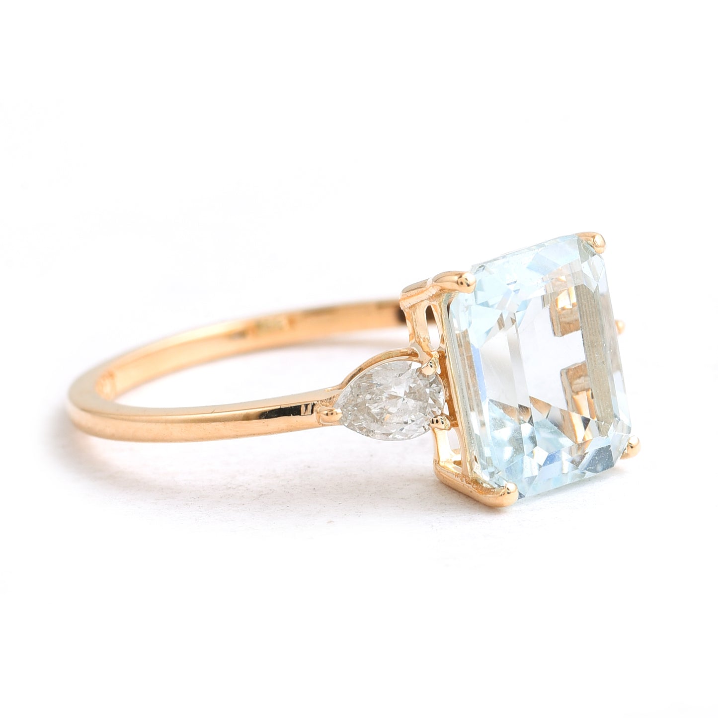 1.49 Ct Octagon Step Cut Natural Aquamarine 14K Gold Ring