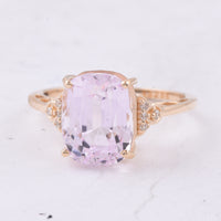 6.57 Ct Cushion Natural Kunzite 14K Gold Ring