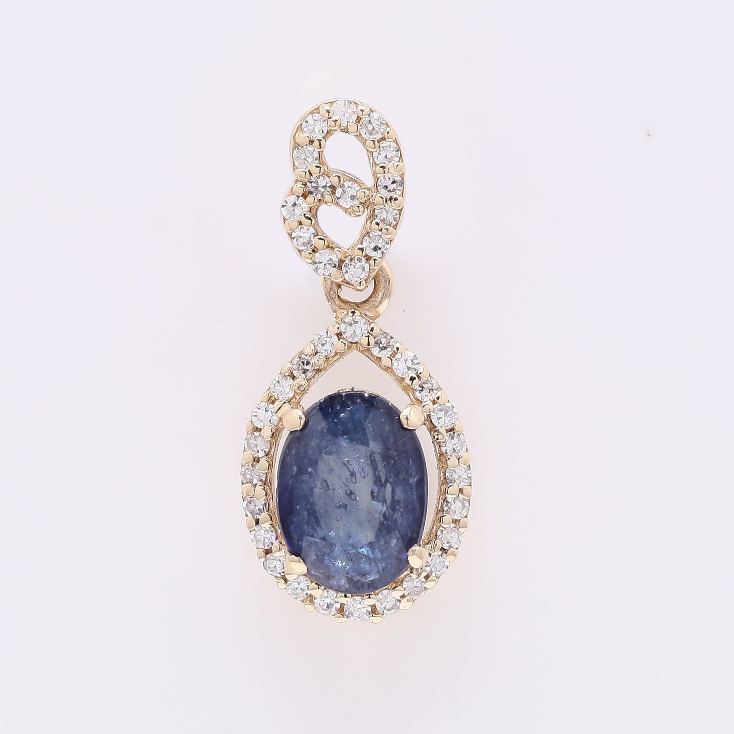 1.27 Ct Oval Mixed Cut Natural Sapphire 14K Gold Pendant