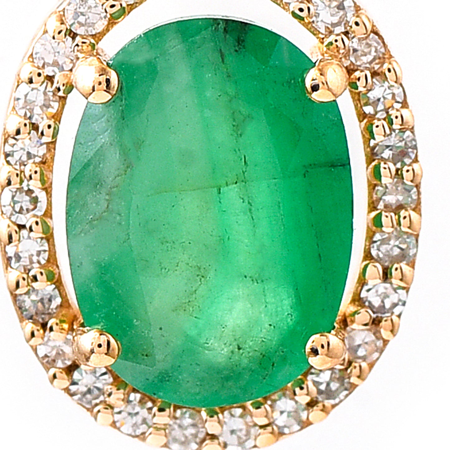 1.08 Ct Oval Mixed Cut Natural Emerald 14K Gold Pendant