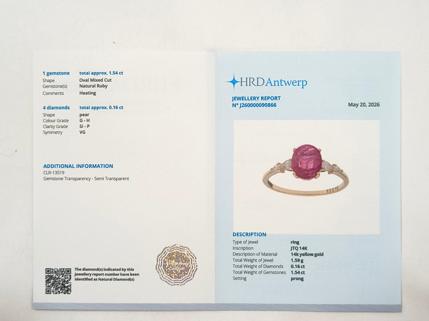 1.70 Ct Oval Ruby 14K Gold Ring