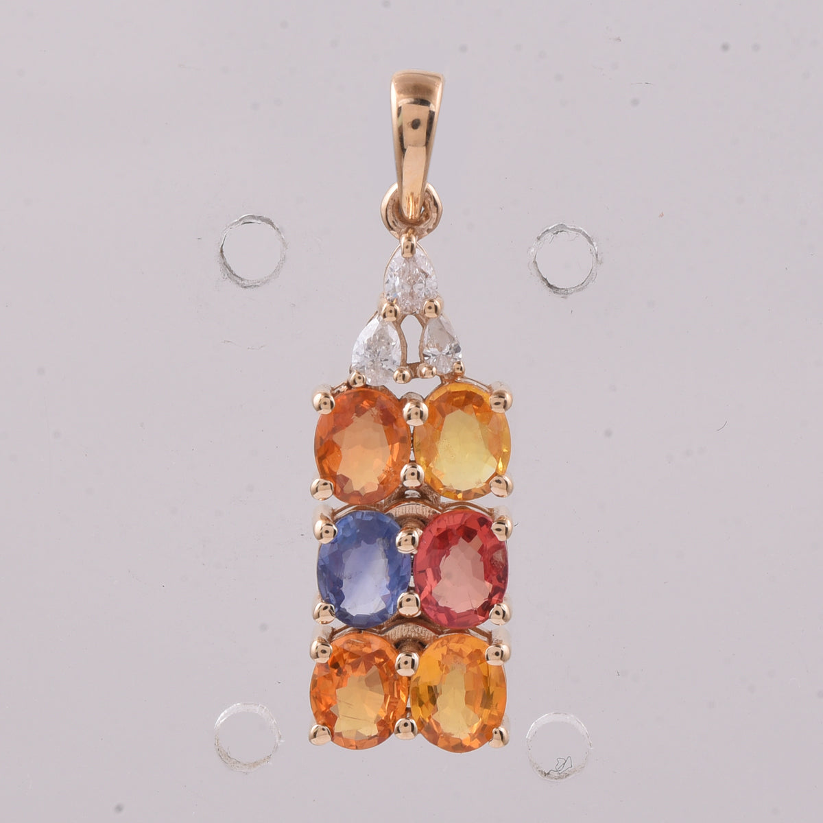 1.76 Ct Oval Natural Multi-Coloured Sapphire 14K Gold Pendant