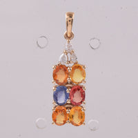 1.76 Ct Oval Natural Multi-Coloured Sapphire 14K Gold Pendant