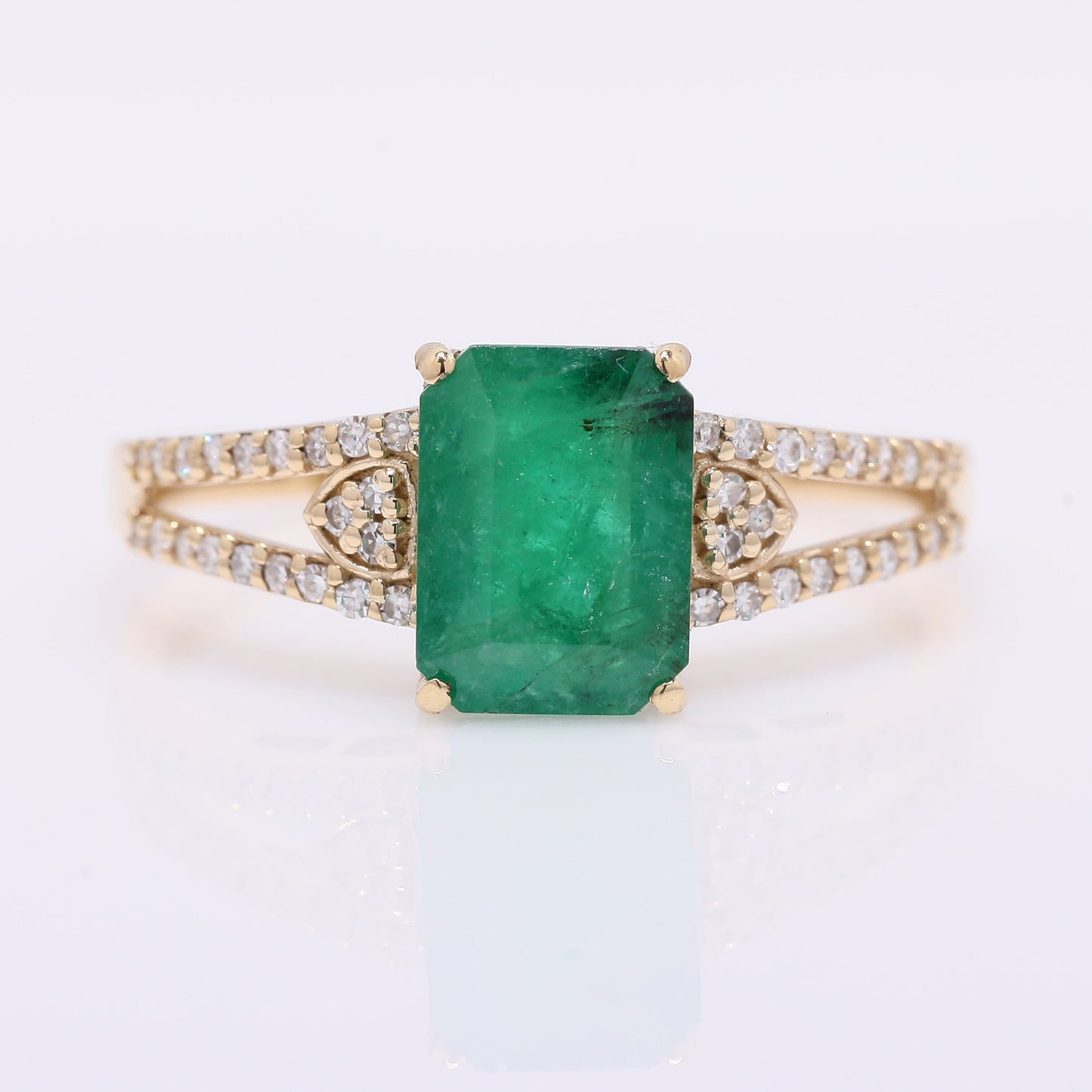 1.75 Ct Octagon Step Cut Natural Emerald 14K Gold Ring