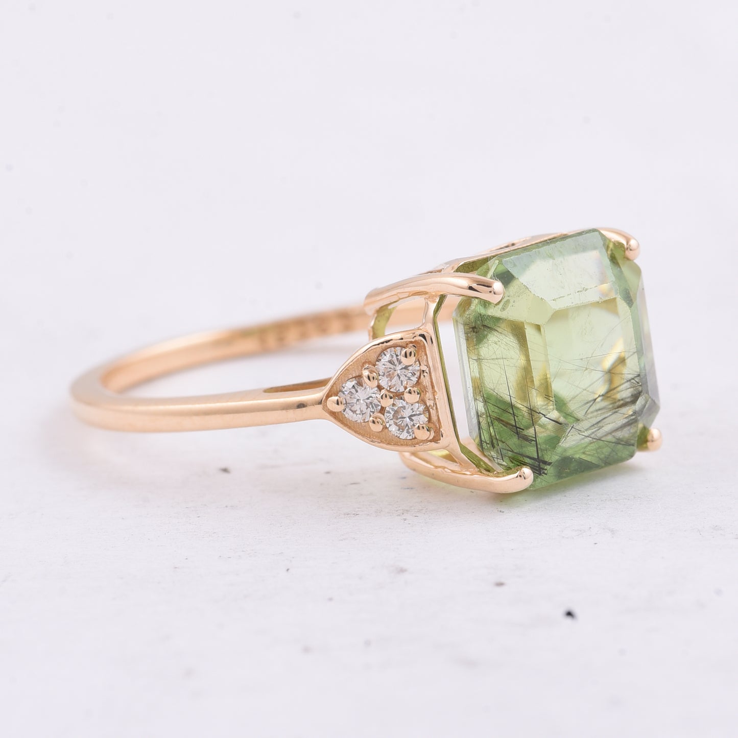 5.25 Ct Octagon Natural Peridot 14K Gold Ring