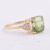 5.25 Ct Octagon Natural Peridot 14K Gold Ring