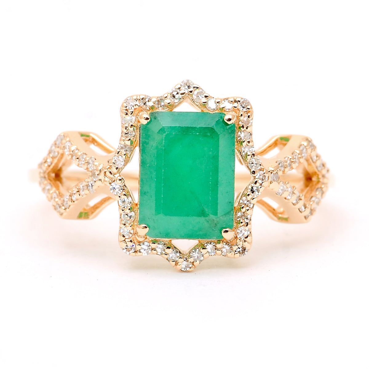 1.97 Ct Octagon Natural Emerald 14K Gold Ring