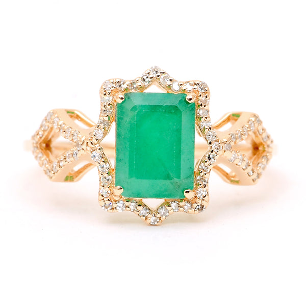 1.97 Ct Octagon Natural Emerald 14K Gold Ring