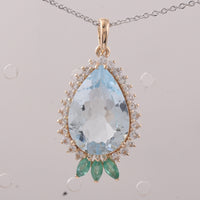 5.09 Ct Pear Aquamarine 9K Gold Pendant