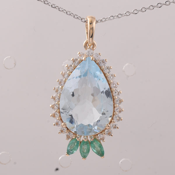 5.09 Ct Pear Aquamarine 9K Gold Pendant