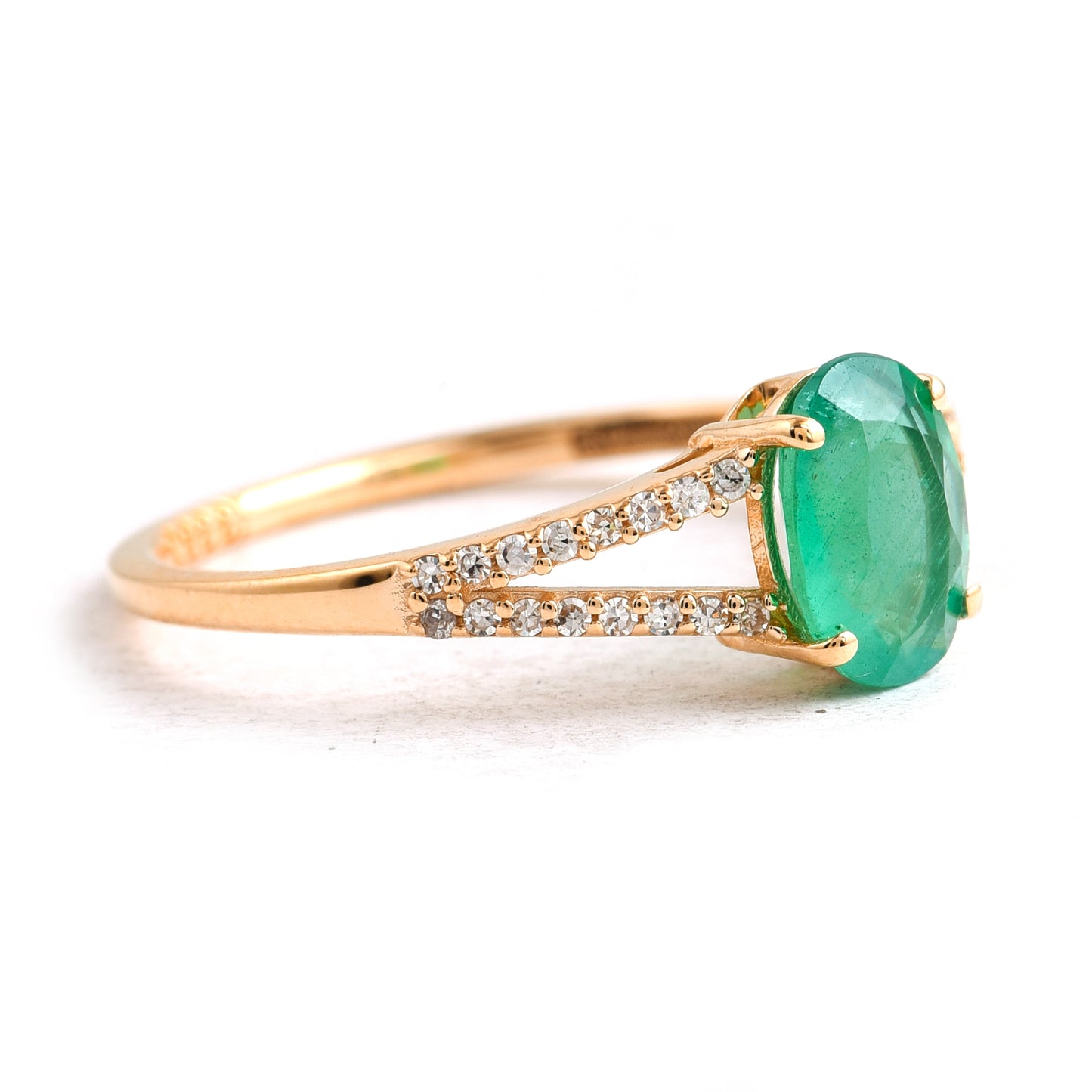1.00 Ct Oval Emerald 14K Gold Ring