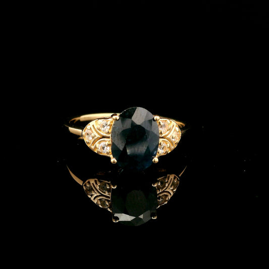 2.01 Ct Oval Mixed Cut Natural Corundum Sapphire 14K Gold Ring