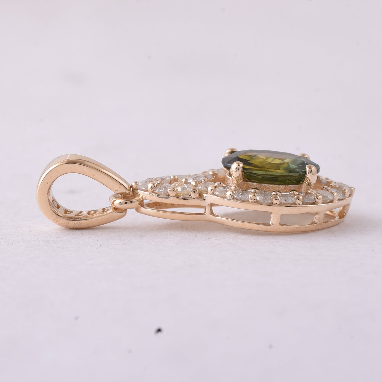1.10 Ct Oval Green Sapphire 9K Gold Ring