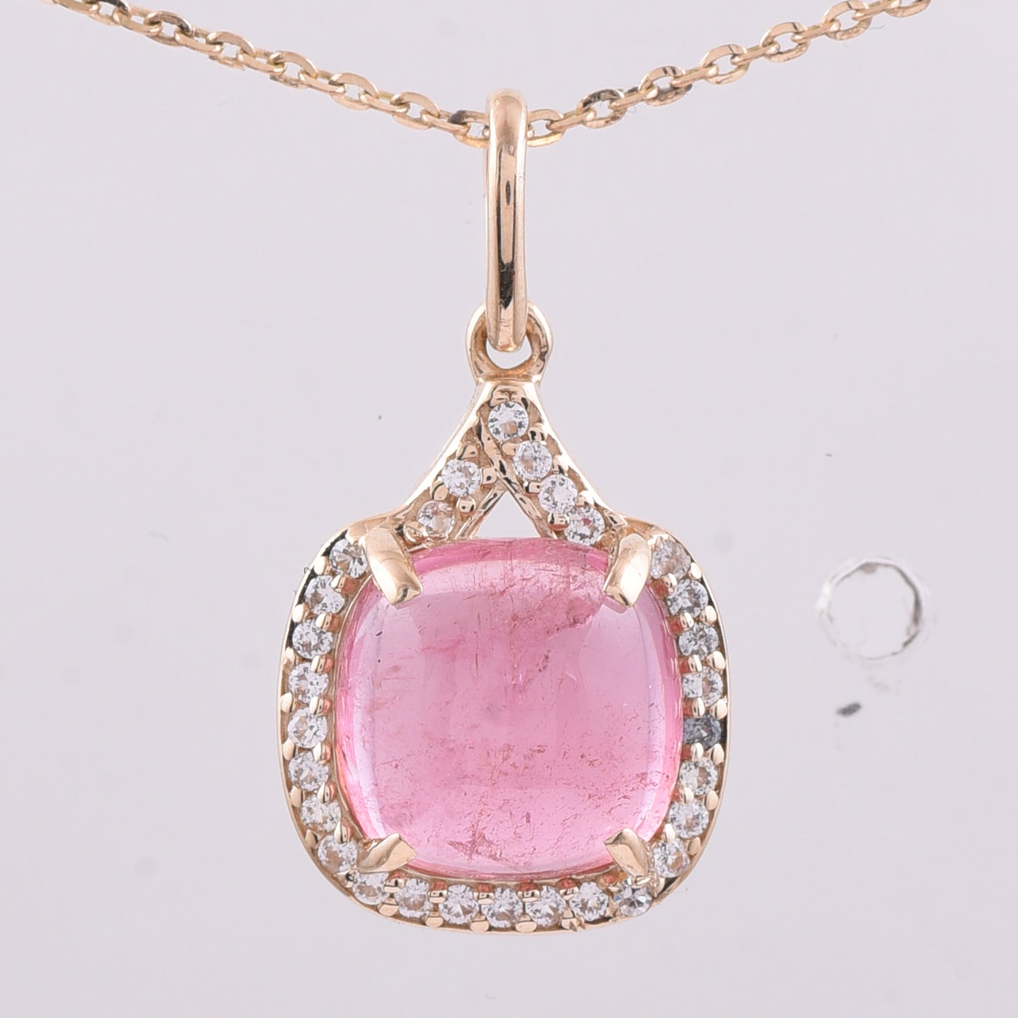 2.26 Ct Cushion Tourmaline 9K Gold Pendant