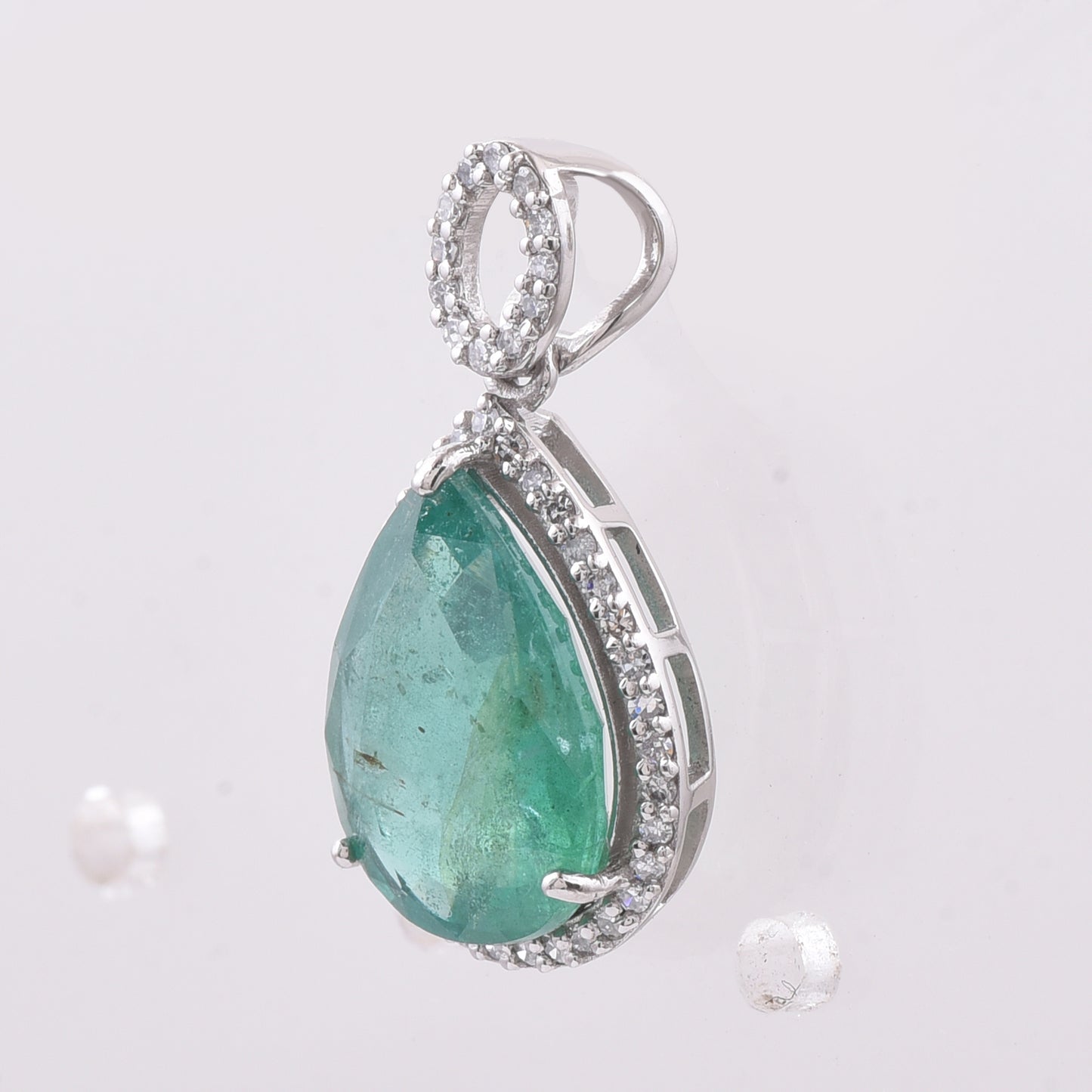 2.98 Ct Pear Natural Emerald 950 Platinum Pendant
