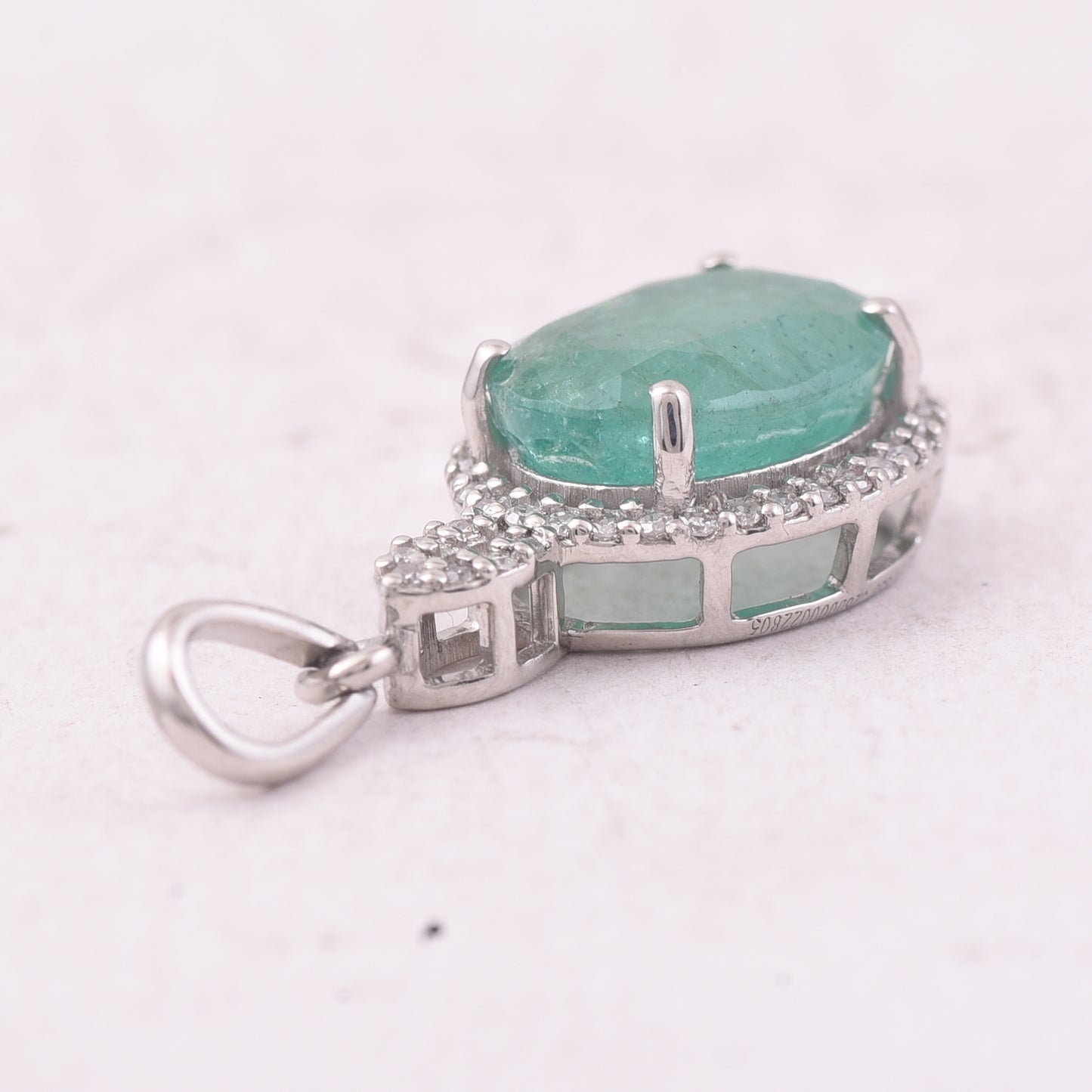 2.40 Ct Oval Mixed Cut Natural Emerald 950 Platinum Pendant