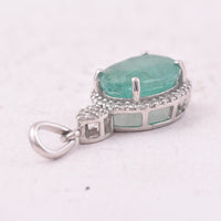 2.40 Ct Oval Mixed Cut Natural Emerald 950 Platinum Pendant